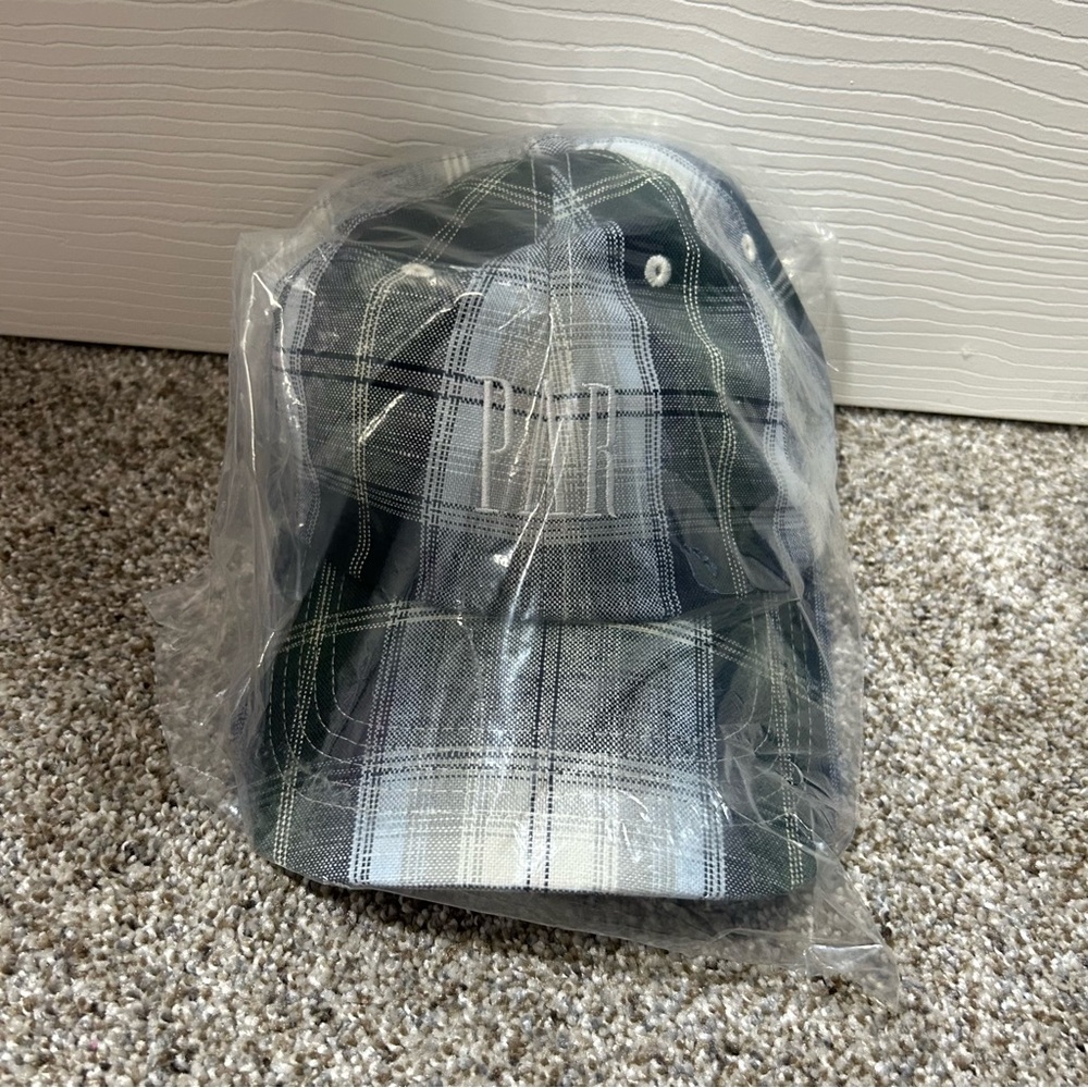 Malbon x GAP Golf Logo Plaid Green Blue White Baseball Cap Hat NEW